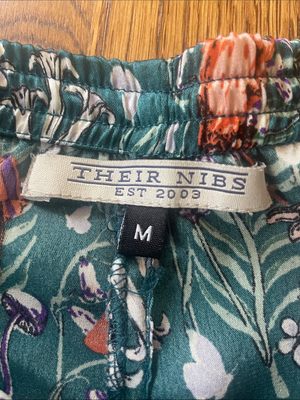Their Nibs Anthropologie FOREST OWL & FLORAL PRINT GREEN PAJAMA SHORTS BOTTOM - Picture 2 of 4